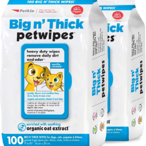 Petkin Large Pet Wipes for Dogs and Cats, 200 Count